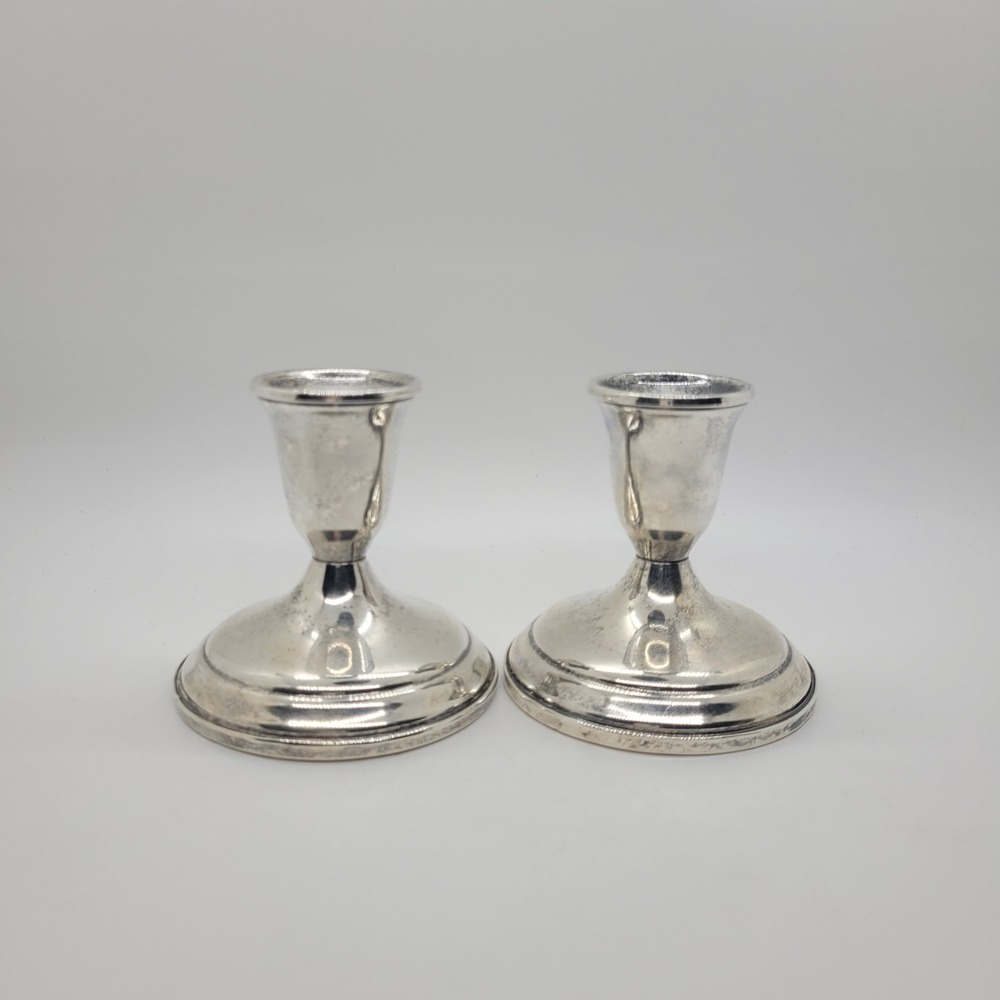 Towle Sterling Silver Weighted Candlestick Holders Pair 925 Reinforced 3 Inch